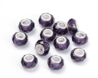 Fits all Designer and European Charm Bracelets* Beautiful Purple Lavender Facet Bead-Faceted Murano glass Bead 925 CORE