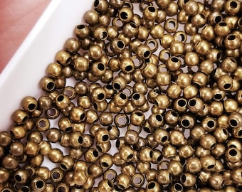 On Sale Now Smooth Round Spacer Beads For 2mm Round leather Cord Antique Dark Brass Z2463 Qty 50