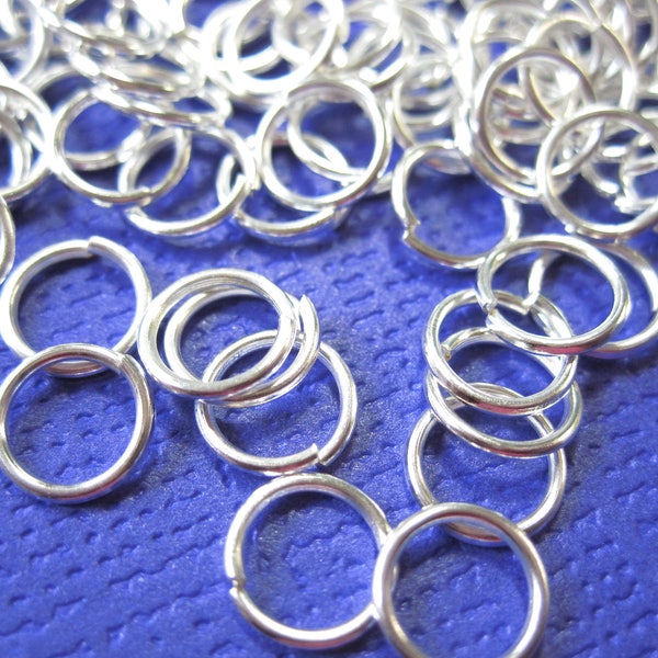 100 Open Jump Rings, Smooth Silver Plated Steel Open Jump rings 10mm 16ga or 1.2mm thickness  JR0027