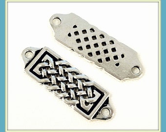 Celtic Interlaced Centerpiece Connector Link in Antique Silver, 36.5x11.8mm 1pc TC2-007