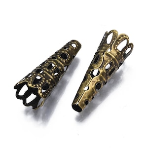 20 pcs Antique Bronze Iron Bead Caps, Flower, 22x9mm, Hole 3mm FN9018A