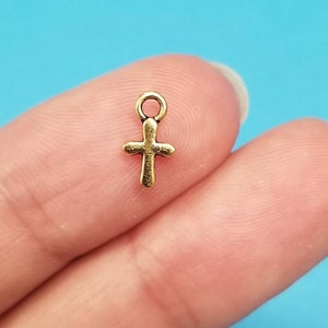 12 Gold Cross Charms 10x5mm C9205