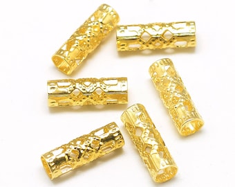 Gold Filigree Dreadlock Cuffs, Dreadlock Accessories, Hair Coil Cuffs 12x4mm  FN9070