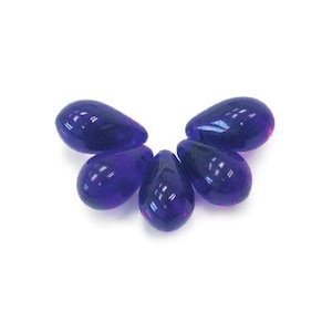25 - 6x9mm Cobalt Blue Side Drill Glass Tear Drops  3009/  TD22-059