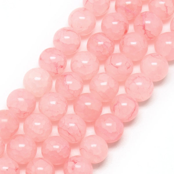 1 Strand Pink Marbled 8mm Round Crackle Glass Beads abt 100 pcs CGB 615