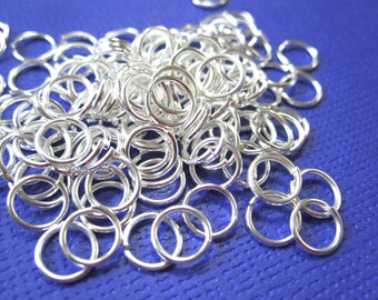 Open Jump Rings, Smooth Silver Plated Steel Open Jump rings 8mm 18ga or 1mm thickness JR0025