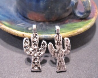 Saguaro Cactus Charms in Antique Silver 20x11mm with top loop C1303