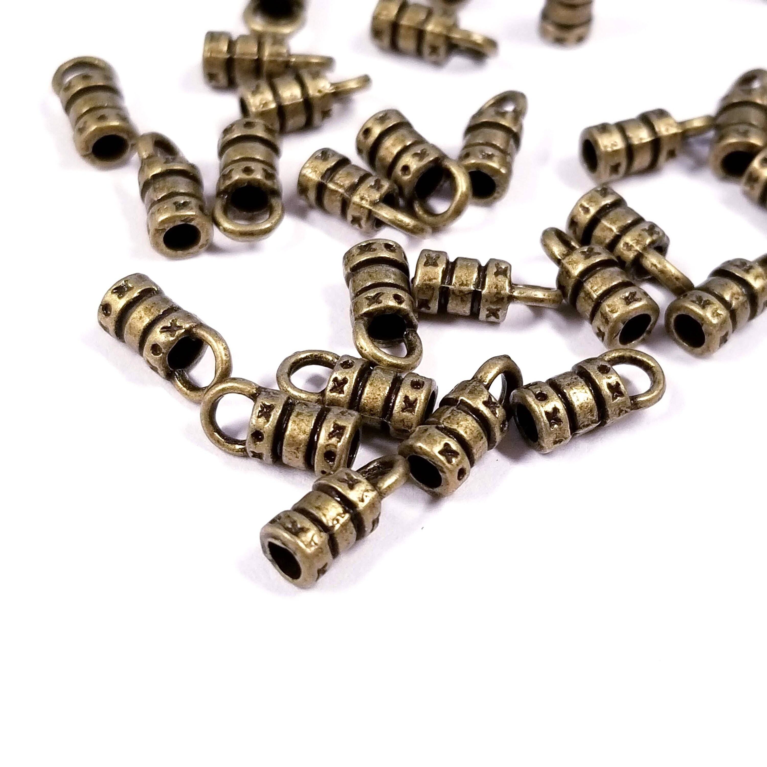 Antique Brass Cord Ends With 3.5mm Loop 2mm I.D. 10x4mm O.D. Etsy