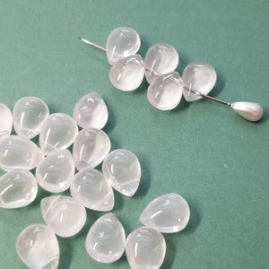 20 pcs Clear White Glass Teardrop Beads, Briolette 12x9x6.5MM Shimmer Glass GB9354