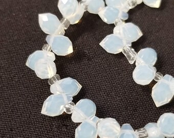 20pcs Sea Opal Faceted Teardrop Beads 9x6mm Glass Briolette Beads GB9435