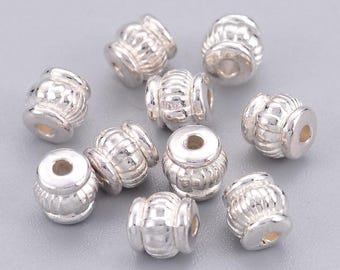 50pcs Silver Metal Spacer Beads Tibetan Style Barrel about  in diameter, 4.5mm thick, 1mm hole MB24-002A