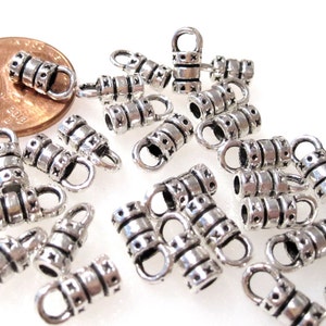 50 Cord End, Antique Silver Cord Ends with 3.5mm Loop, 2.5mm I.D. 10x4mm CE9017