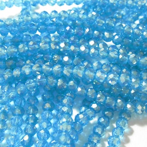 147pcs Blue AB Faceted Glass Rondelle Beads 4x3mm 1 Strand GB2669