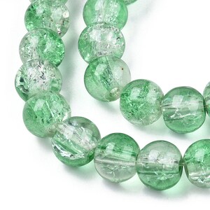 1 Strand Medium Sea Green 8mm Round Crackle Glass Beads CGB 600