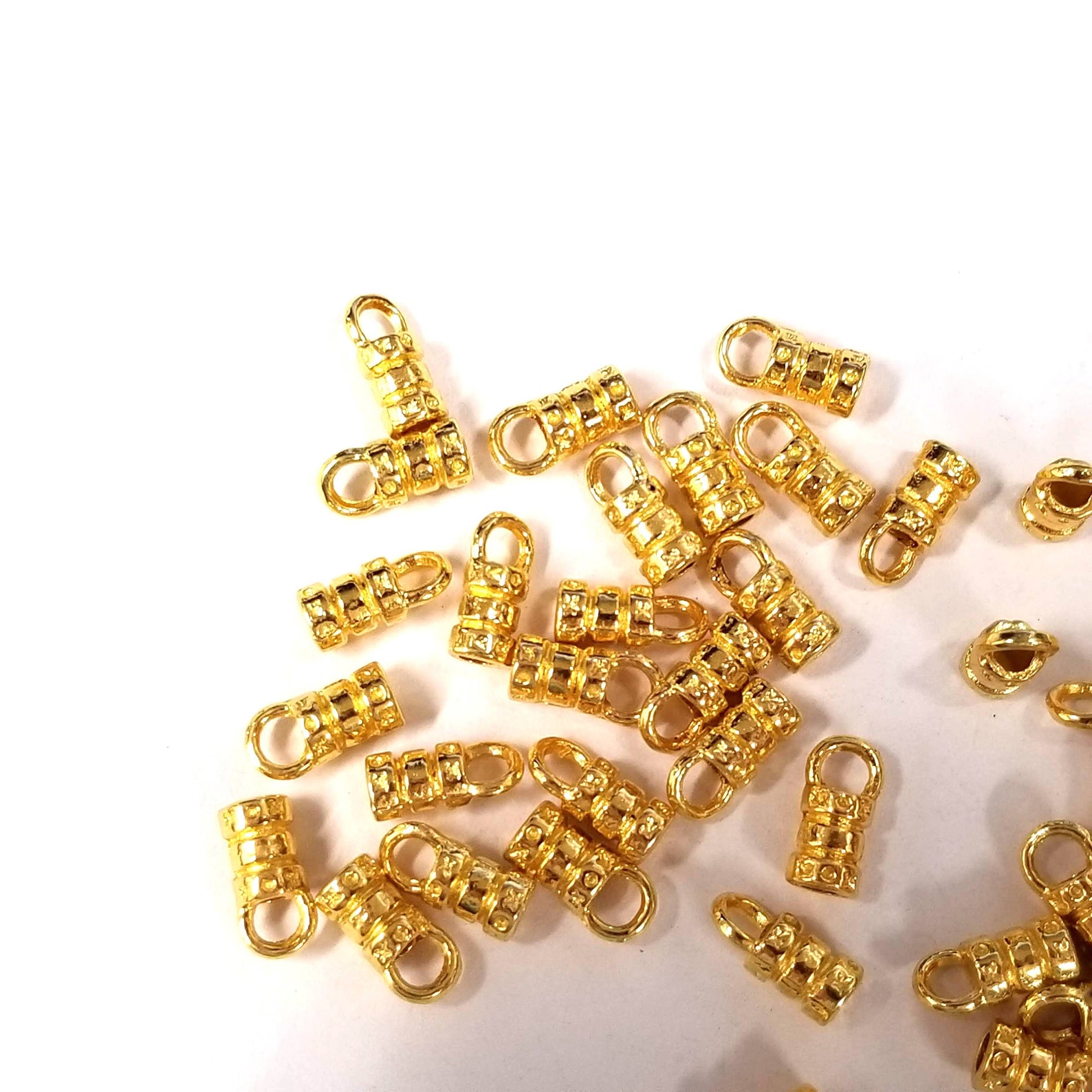 40 Cord End Bright Gold Cord Ends With 3.5mm Loop 2mm I.D. Etsy
