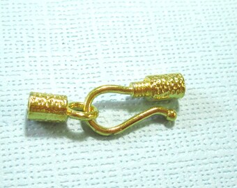 5 Cord End Clasp Sets Glue in Bright Gold Hook and Eye, 25mm long 5mm o.d. 3mm i.d. CL9012