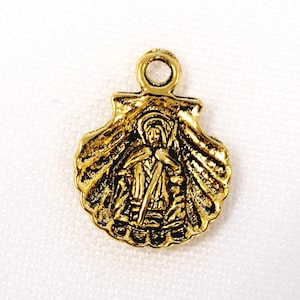 The Way of St. James Camino de Santiago, High Quality Gold Plated Charm 17.7X14X3MM, Religious Medal 5pcs C22-021