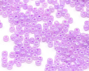 Purple Glass Seed Beads 2mm round, 1mm hole 40 grams Ceylon Pearl SB0065