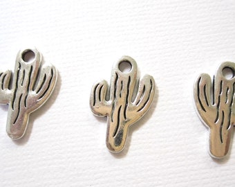 10 pcs Cactus Charms  in Silver, High Quality Pewter 19x13mm  C9108