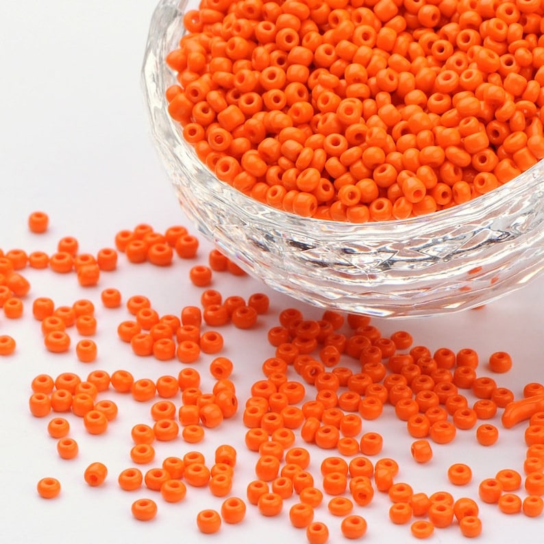 Orange Glass Seed Beads 2mm Round With 1mm Hole 40 Grams Etsy