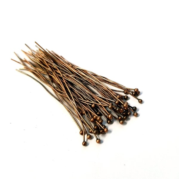 100pcs Antique Copper Ball Head Pins 50mm 2 inch 23 ga HP9004