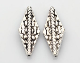 5 pcs Bright Antique Silver Diamond Shaped Metal Beads 21x9x4mm 1.5mm hole MB22-141