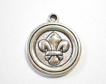 6 Fleur de Lis Charms Silver 21x18x2mm New Orleans Mardi Gras NOLA C9015