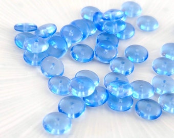 8mm Rondelles Light Sapphire Blue, 30 pcs, 8x3mm Czech Glass 3003 RDL1053 X20