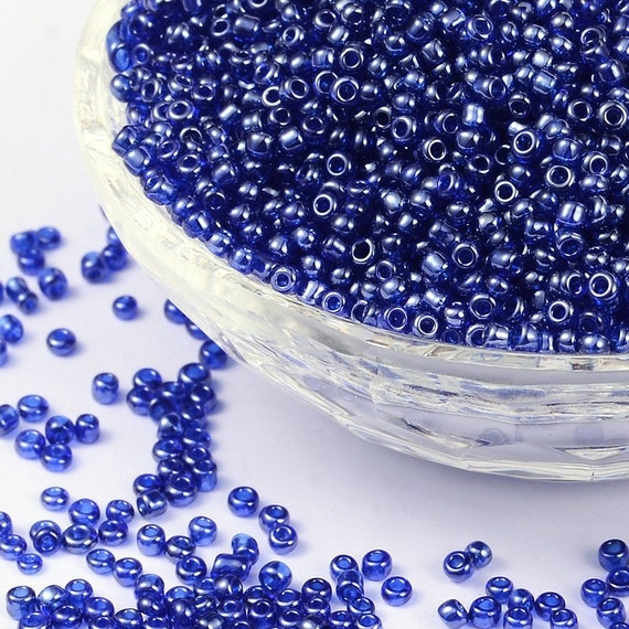 Blue Luster Glass Seed Beads 40 Grams 2mm Round 1mm Hole SB0002 