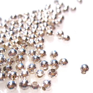 250 Silver Spacers Beads 2mm Round Sterling Silver Plated MB0093