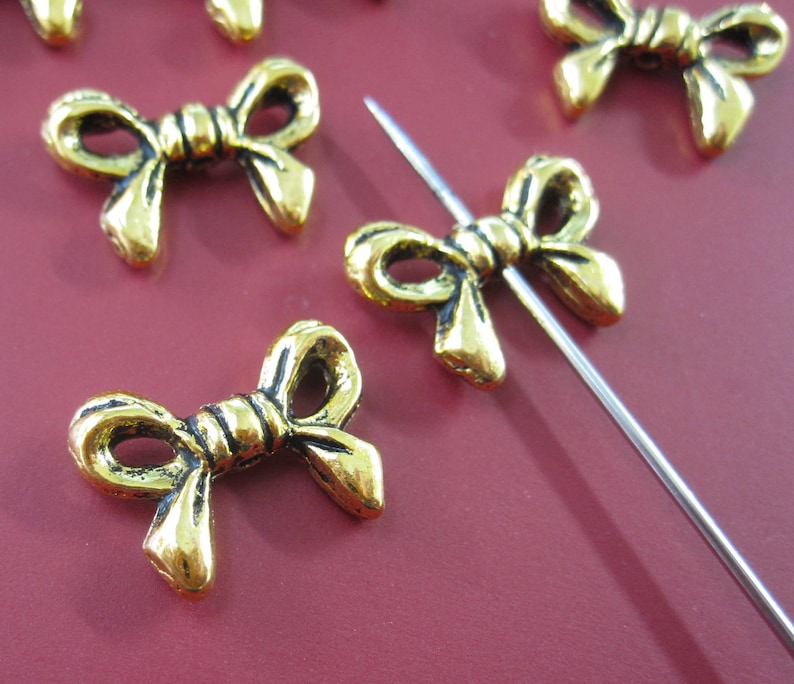 Metal Beads in a Bow Style Antique Gold Bow Beads or Bead Etsy
