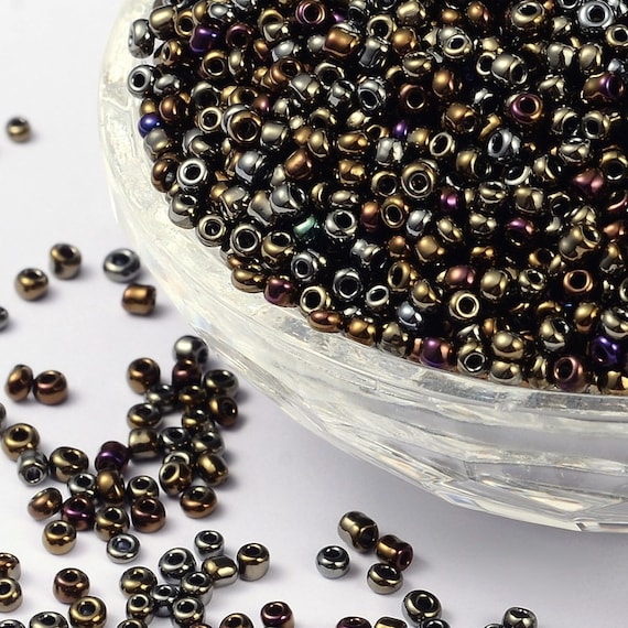 Black Iris Glass Seed Beads 2mm Round 1mm Hole 20 Grams 