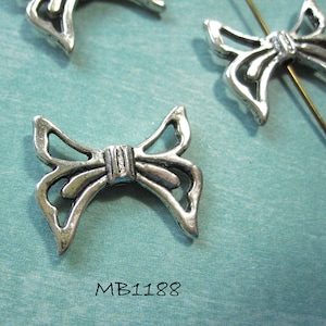 15pcs Antique Silver Wing Beads Double Sided Angel Wings, Butterfly Wings, Dragonfly Wings 16x19mm, 1.8 hole MB1188