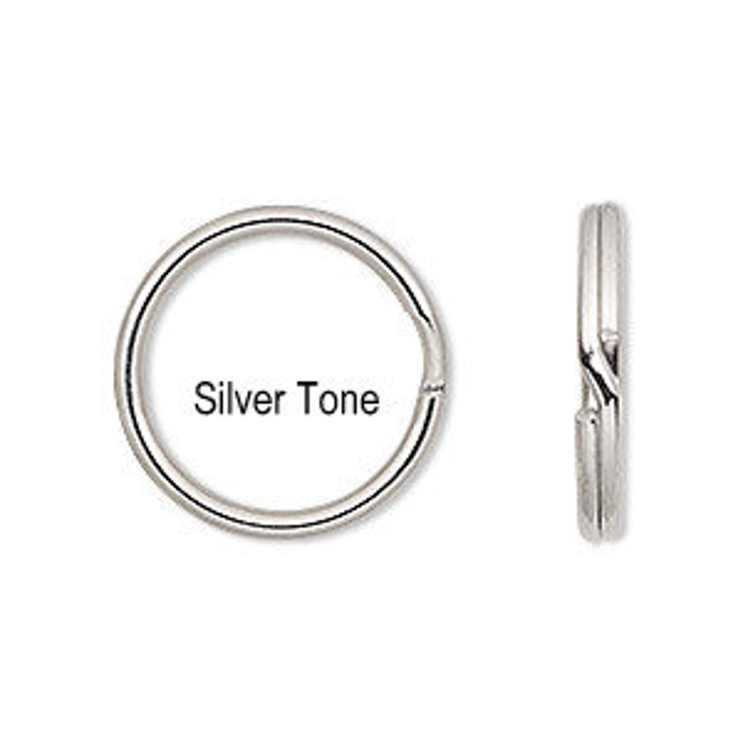 10 Split Rings Key Rings, Silver Key Rings, Silver Tone, Plated Steel ...