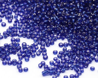 Blue Silver Lined Glass Seed Beads 40 grams 2mm round 1mm holePearl  SB0056