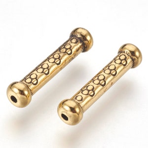 10pcs Gold Tube Spacer Beads, Tibetan Style Tube beads, Gold plated, 22x5.5mm, Hole: 1.5mm MB22-051