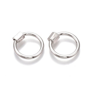 1 pc Platinum Tone Circle Carabiner Clasp, 22x19x2mm Screw Lock 6x5mm for necklaces and Bracelets. CL22-047