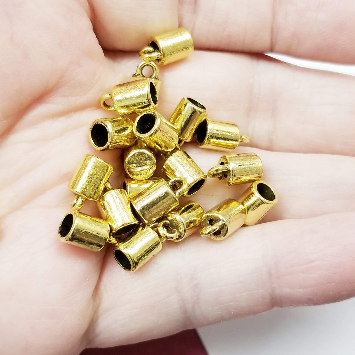 12 Gold Cord Ends or End Caps 9.6x5.5mm o.d. 3.6mm i.d. CE9022 Etsy