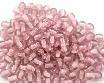 50 Amethyst Glass Beads, 4mm Light Purple Round Beads #2002/4 GB0626