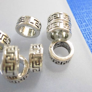 10 Silver Metal Beads, 4x8mm Rondelle Spacer beads .5mm hole MB9010