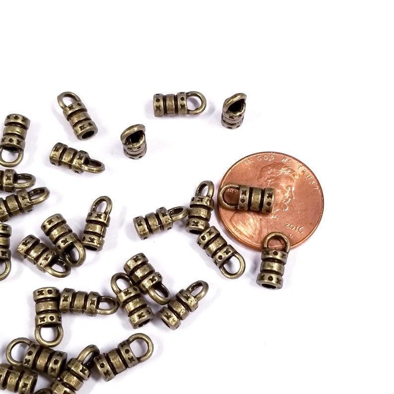 40 Cord End Antique Brass Cord Ends With 3.5mm Loop 2mm I.D. Etsy