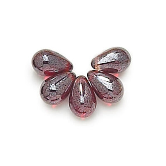 25 Pcs Light Garnet Shimmer Tear Drops Czech Glass 4x6mm 90101441
