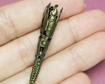 10 pcs Antique Bronze Iron Bead Caps, Flower, 8x41mm, Hole 1mm FN9018