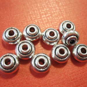 20 Beads, Metal Spacers, Antique Silver Rondelle Beads, Silver Spacer Beads 4x7mm, Antique Silver Rondelle MB1177