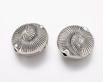 5pcs Large Sprial Shell Beads in Antique Silver, Metal Shell Beads 18.5x7.5mm, Hole 2.5mm  MB22-043