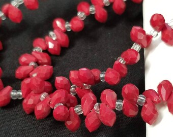20pcs Red Faceted Teardrop Beads 9x6mm Glass Briolette Beads GB9432