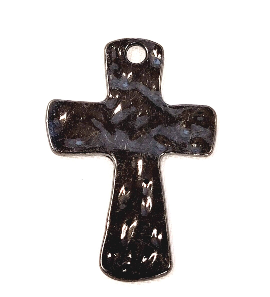 Hammered Very Dark Brown / Black Cross Pendant, Double Sided 45x31mm ...