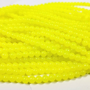 1 Strand (133pcs) Yellow Imitation Jade Glass Beads 6mm Round GB22-108