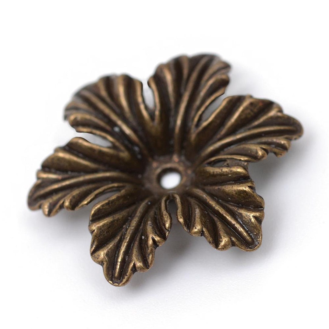 10 Pcs Large Antique Brass Flower Bead Caps 18x4mm BC22001 Etsy