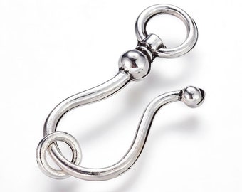 3 Large Silver Hook and Eye Clasps, CL22-004